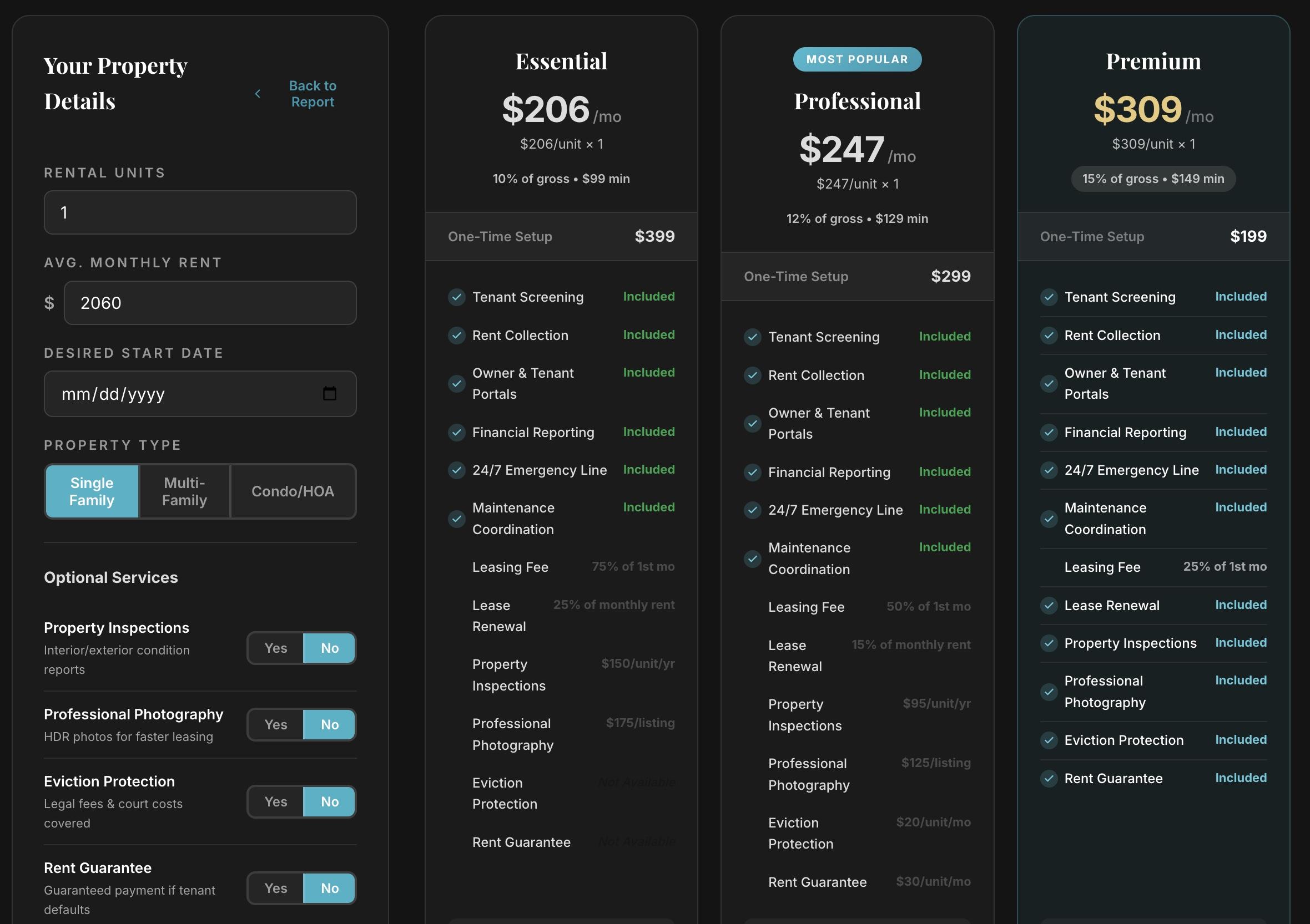 Quote Builder interactive pricing calculator