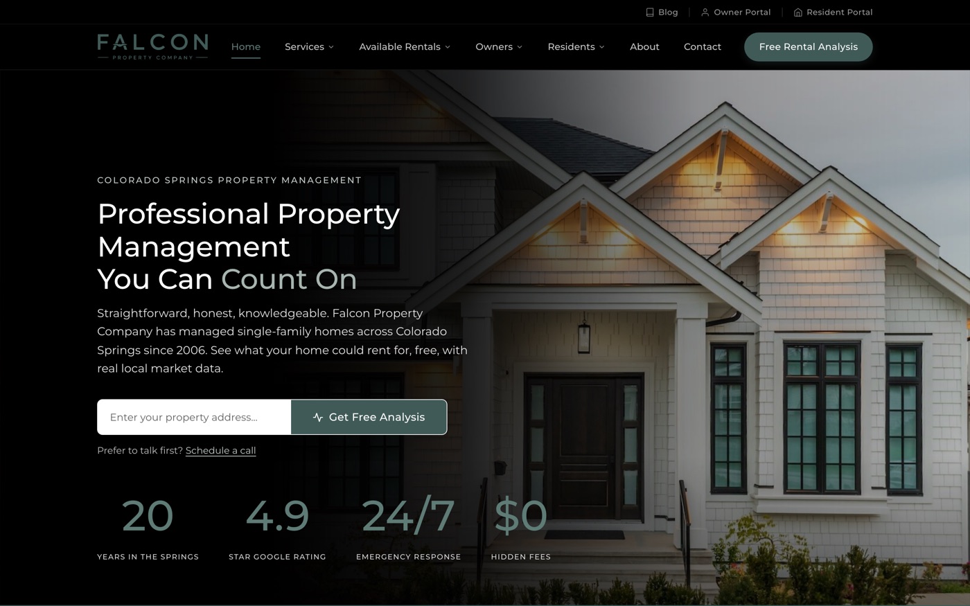 Property management website build with rental analysis lead capture